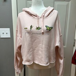 Pink Butterfly Print Hoodie